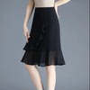 黑色雪纺短裙半身裙，女夏季2024裙子高腰，显瘦a字鱼尾裙包臀裙