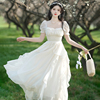 法式复古浪漫白色连衣裙女夏季2024年仙女裙子气质超仙小白裙