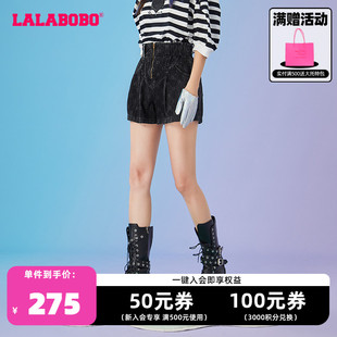 LALABOBO夏秋款美式时尚可爱A型牛仔三分短裤女L22B-WXZD36
