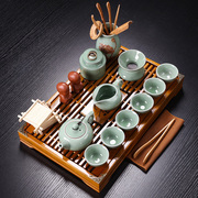 紫砂陶瓷功夫茶具小套装家用整套客厅办公实木茶盘茶台茶壶茶杯