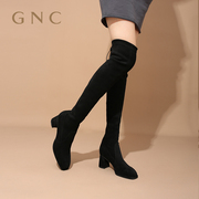 GNC过漆长靴女2023冬季粗高跟配裙子弹力瘦瘦靴超长靴骑士靴