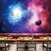 夜晚星空主题壁纸梦幻宇宙太空星河背景墙布酒吧网咖前台装饰壁画