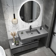 岩板一体浴室柜组合现代简约卫生间，洗手池洗脸台盆，卫浴套装洗漱台