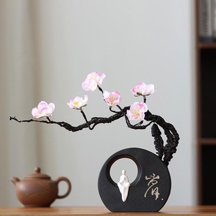 新中式干花装饰花摆件家居饰品，客厅玄关插花仿真假花禅意摆设花瓶