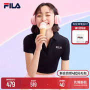 FILA 斐乐女子短袖POLO衫2024夏季短版透气修身显瘦翻领T恤女