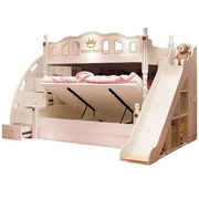 儿童床上下床女孩高低床双层床公主床粉色上下铺简约子母床实木床