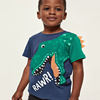 童装男童恐龙纯棉圆领短袖T恤宝宝深蓝半袖体恤衫儿童夏装3岁
