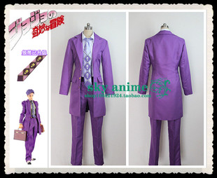 jojo的奇妙冒险不灭钻石，吉良吉影cosplay服装男装紫白蓝粉送领带