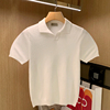 意式商务休闲修身男士polo衫，短袖夏季透气针织白色翻领t恤男