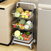 厨房蔬菜置物架落地多层家用加厚可移动放水果菜篮子收纳筐小推车