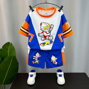 男童奥特曼衣服套装2024洋气宝宝时髦炸街短袖儿童运动两件套