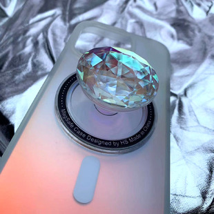 炫彩玻璃钻石面气囊支架磁吸泡泡气囊手机适用苹果ins