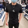 CK/Calvin Klein 男士夏季字母印花纯色圆领纯棉透气短袖T恤