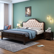 美式实木床1.8米轻奢双人床，现代简约1.5米公主床白色欧式主卧婚床