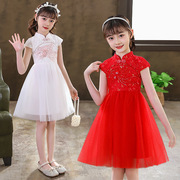 4岁5女童旗袍连衣裙6夏季7中国风8蕾丝公主，裙9小学生10女孩表演裙