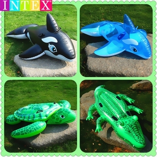 大型动物儿童游泳圈 鲨鱼海豚鲸鱼海龟鳄鱼玩具 成人水上充气坐骑