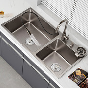 不锈钢双槽水槽厨房手工加厚台下盆洗菜盆洗碗池洗手池套装304