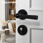 固高黑色美式门锁室内卧室木门锁静音磁吸分体门锁家用现代房门锁