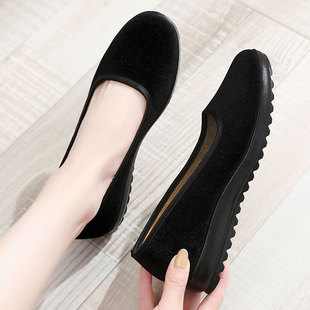 2024老北京布鞋女女鞋一脚蹬软底黑色工作鞋女