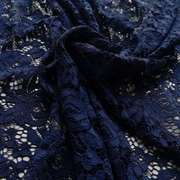 加宽深宝蓝色藏蓝色刺绣，弹力蕾丝花边裙子，下摆袖子服装布料面料