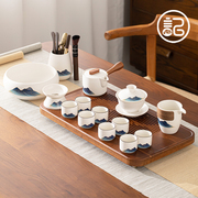 记今朝隐山家用功夫茶具，套装整套白色，茶杯盖碗茶壶办公套组