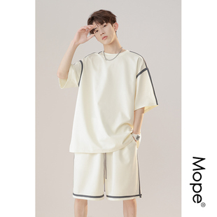 Mope 休闲时尚套装男夏季篮球运动服青少年潮牌一套搭配短袖短裤