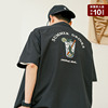 714street黑色古巴领衬衫男高级感夏装日系复古衬衣外套短袖T恤