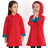 雅童小铺童装女童旗袍裙大红色，秋冬加绒带帽儿童中式连衣裙