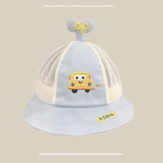 婴儿帽子夏季男女宝遮阳帽，可爱汽车网，透气宝宝渔夫帽婴幼儿太阳帽