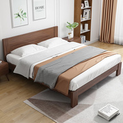 全实木床现代简约1.8米主卧双人床胡桃木1.2m单人床家具1.5米床架