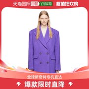 香港直邮潮奢 Msgm 女士紫色双排扣大衣