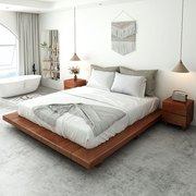 日式榻榻米全实木床，简约现代双人矮床简易卧室，原木民宿地台床定制