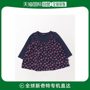 日本直邮moujonjon 儿童花卉图案叠穿风格T恤 舒适棉质材料 春夏