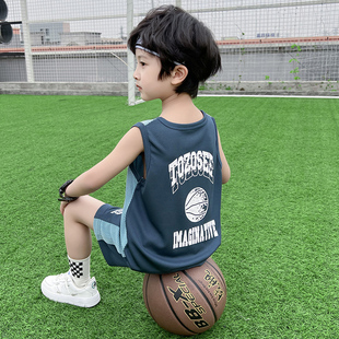 男童夏季速干背心套装2024儿童篮球服运动无袖训练衣网眼衣服
