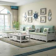 地中海实木沙发组合简约现代白色美式田园，风格小户型储物客厅家具