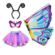 蝴蝶翅膀小女孩背饰儿童奇妙花仙子面具发箍套装道具粉色裙子元旦