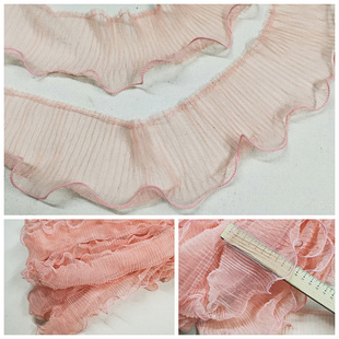 lolita洋装衣领/袖口裙摆装饰9cm单层肉粉色网纱褶皱波浪边荷叶边