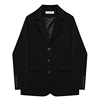 高级感自制黑色西装外套女韩版长款单排扣宽松休闲西服上衣外套