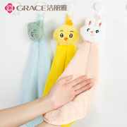 洁丽雅家用挂式擦手巾，加厚超强吸水速干韩国可爱创意卡通毛巾抹布