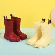 2022糖果色简约纯色黄色，雨鞋中筒小学生，踩水雨靴防滑男女童