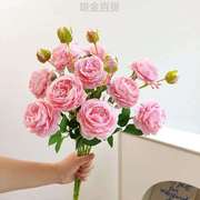 摆设客厅装饰摆塑料花束花，高端轻奢干花，仿真仿真花餐桌玫瑰花假花