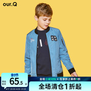 OURQ青少年童装男童棒球服春秋学生韩版短款开衫中大童夹克外套潮