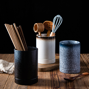 日式陶瓷厨房餐厅家用沥水筷子筒篓桶笼筷具收纳架筷盒创意餐具