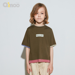 淇木Qimoo童装夏季男童休闲设计款趣味假两件短袖T恤QYH2TC320C