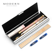 德国modern创意笔盒简约男女学生白领高级木制金属笔盒文具盒