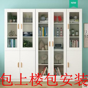 包安装(包安装)书柜书架，简易置物柜自由组合储物柜，多功能收纳柜子带玻璃