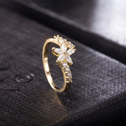 时尚水滴锆石戒指，网红外贸花形，戒指欧美夸张戒指