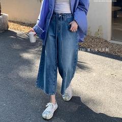 花匣子牛仔八分阔腿裤
