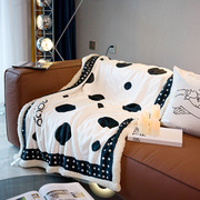 黑白时尚波点元素休闲毯居家客厅小毛毯双面可用秋冬办公盖腿毛毯
