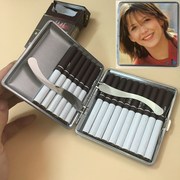 黑皮烟盒20支装便携超薄不锈钢皮香菸盒子男个性创意细烟金属烟夹